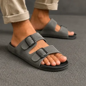 Stone Grey Double Monk Sandal