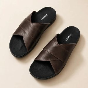 Chocolate Leather Slide